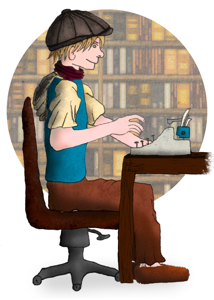 Illustration eines Autors bei der Arbeit