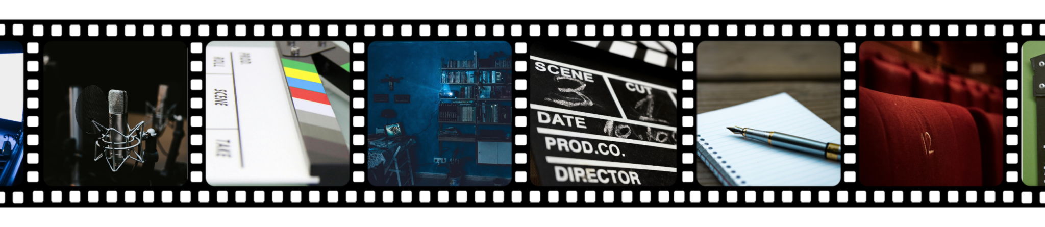 Filmrolle mit Symbolbildern für kreatives Filmemachen