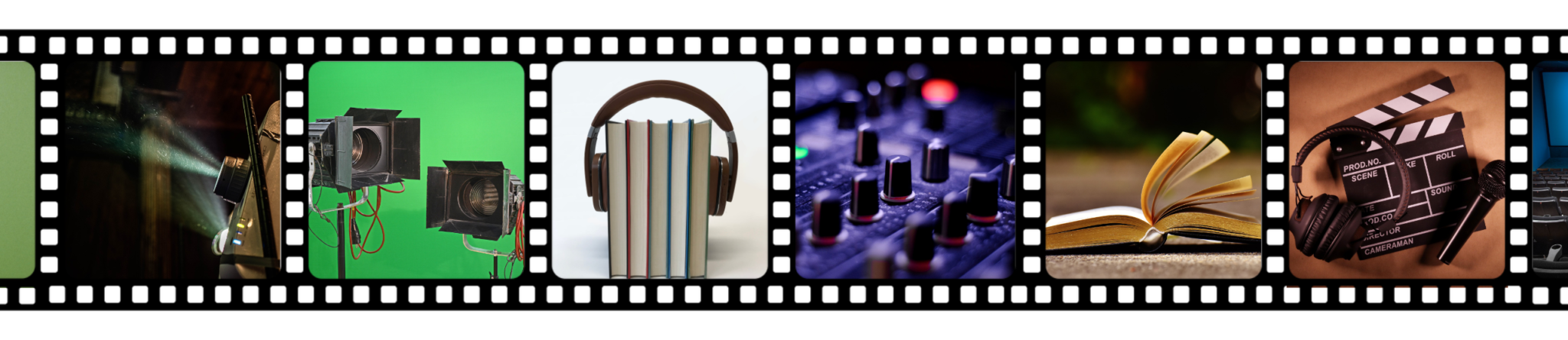 Filmrolle mit Symbolbildern für kreative Medienproduktion